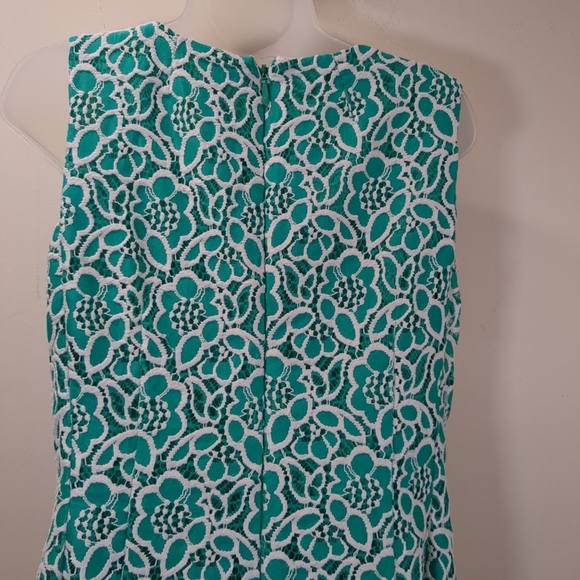 Eva Mendes Women's Lace Overlay Green/White Floral Dress, Size 14 - Picture 3 of 7